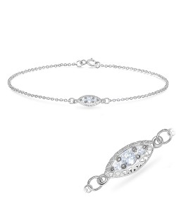 Eye Shape with Round CZ Silver Bracelet BRS-541